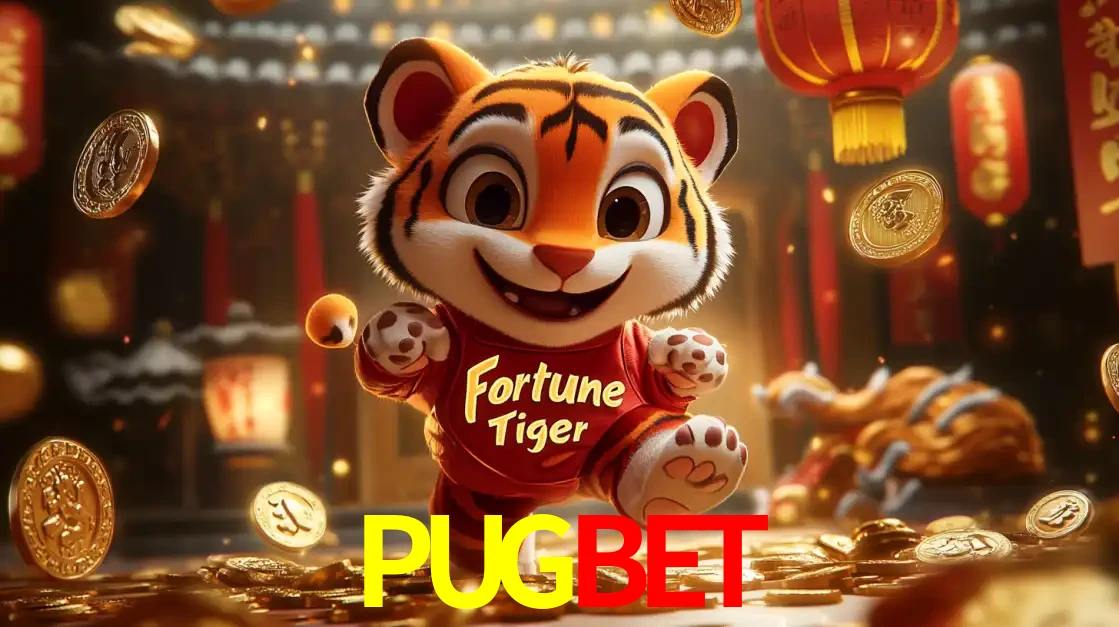 O alegre personagem do Fortune Tiger correndo sobre um caminho de moedas de ouro, simbolizando os grandes prêmios e a diversão do popular jogo de slot do PUGBET.