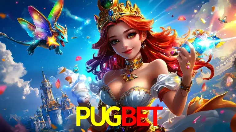 A princesa de um reino de fantasia mágico, com seu pequeno dragão, apresentando um mundo de prêmios encantados nos jogos de caça-níqueis do cassino PUGBET.